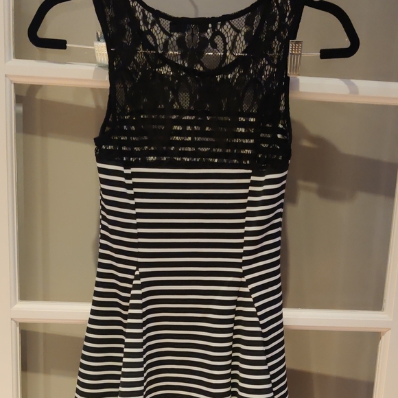 Evoke Black and White Striped Dress - Picture 2 of 4